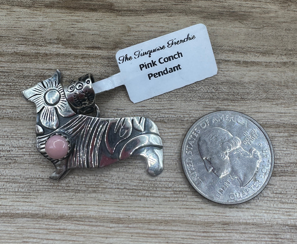 Pink Conch Corgi Pendant