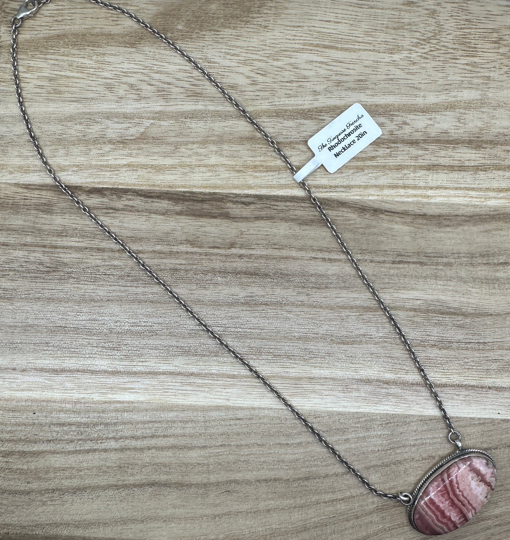 Rhodochrosite Oval Necklace 20in