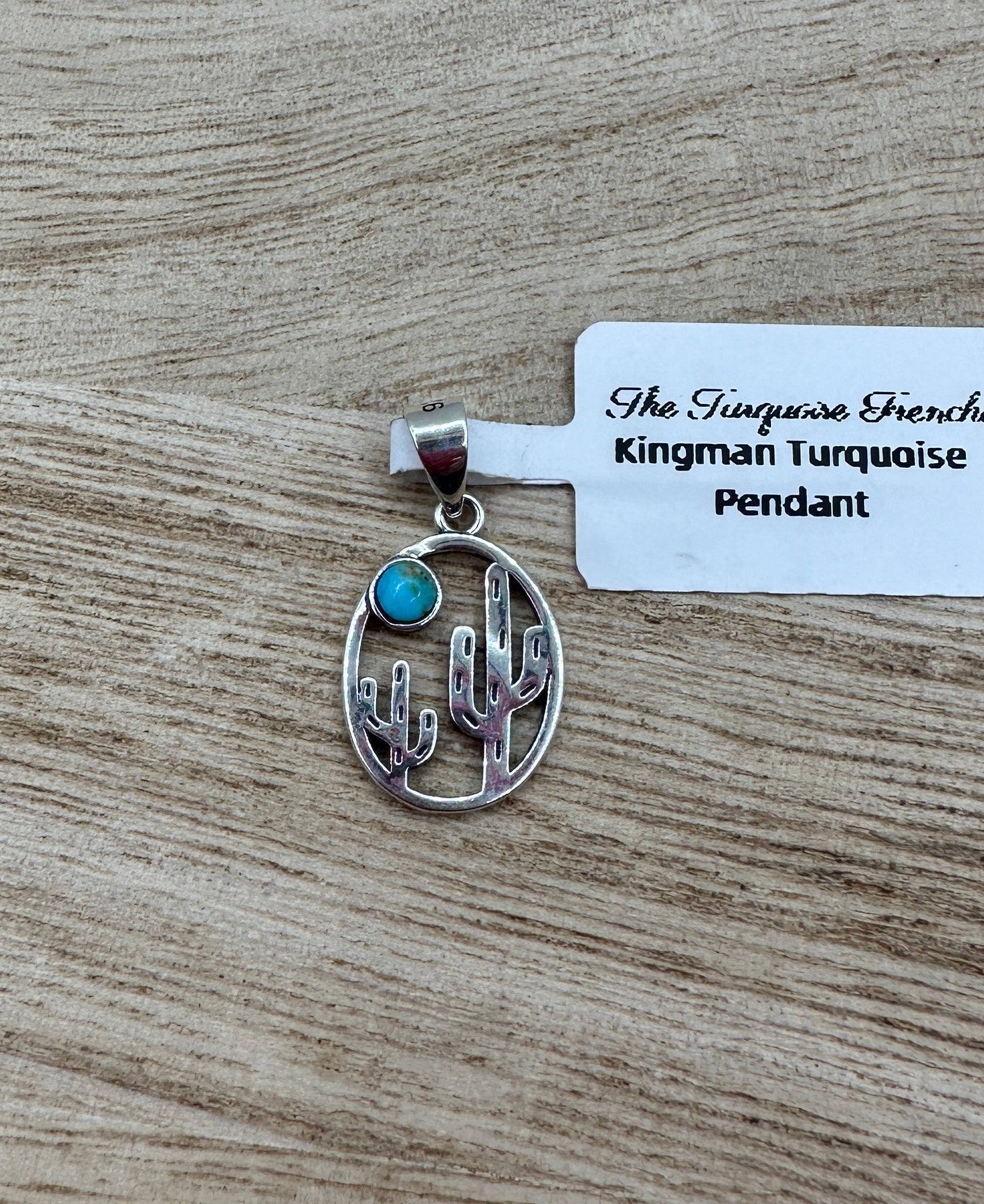 Kingman Turquoise Cactus Pendant