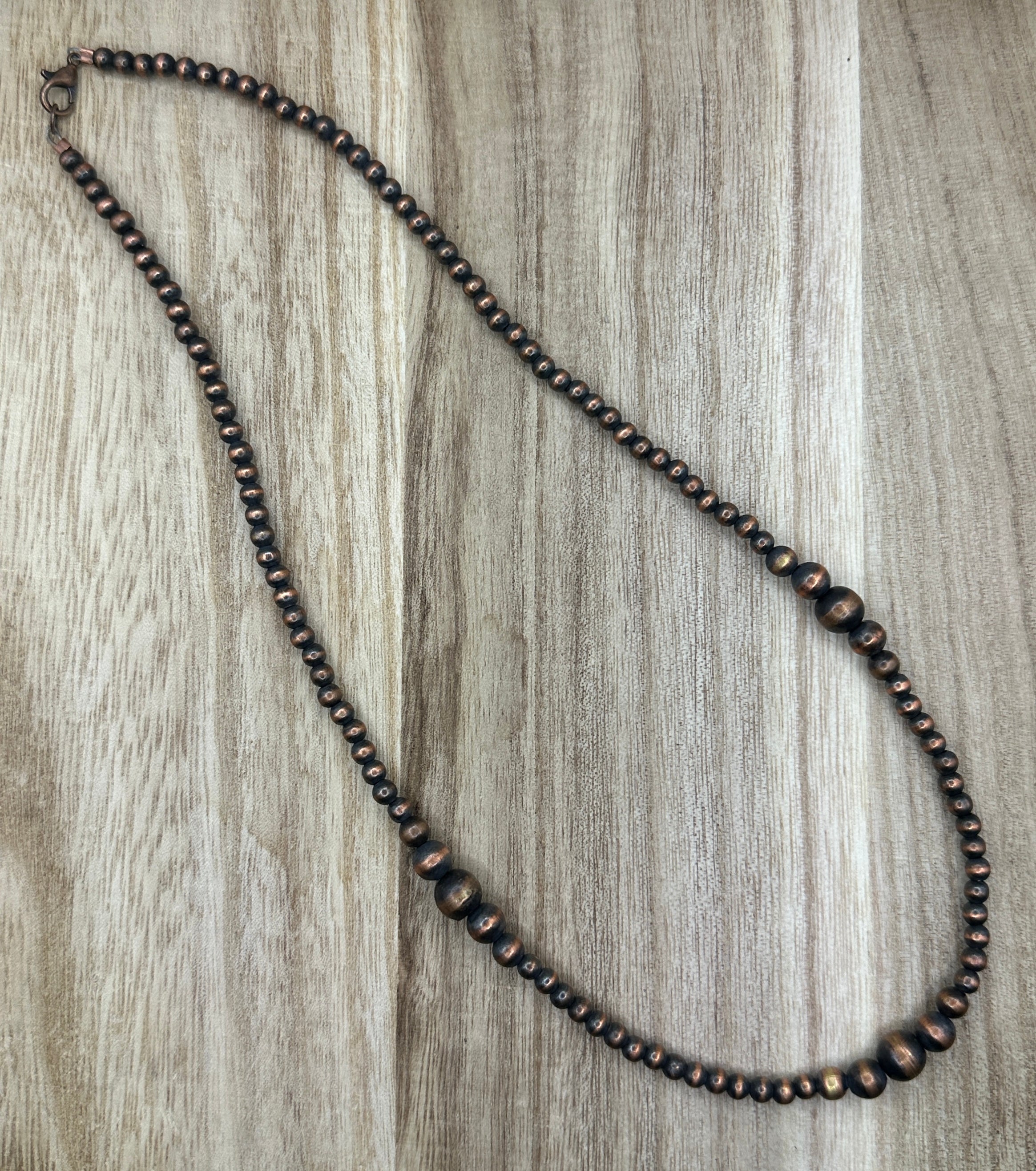 Graduated Copper Pearls Necklace 18in