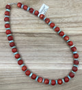 Red Coral and Larimar Necklace 18in