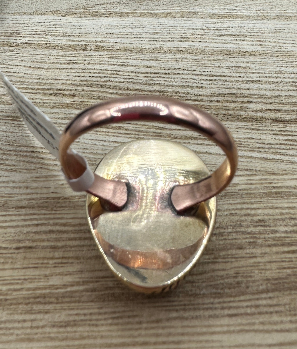Peacock Dahlia Turquoise Copper Ring Size 8.5