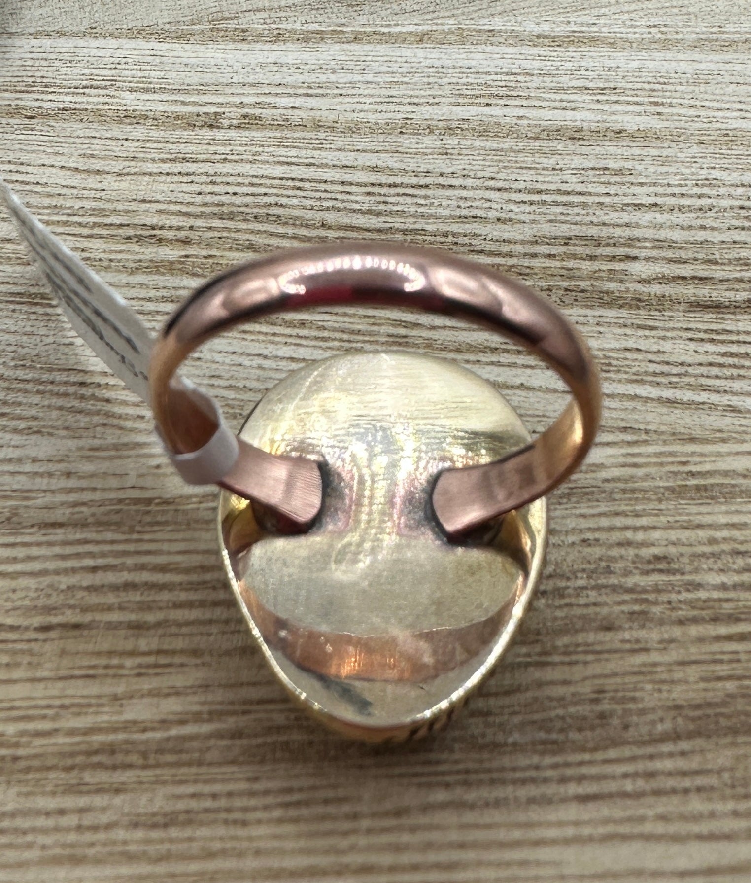 Peacock Dahlia Turquoise Copper Ring Size 8.5
