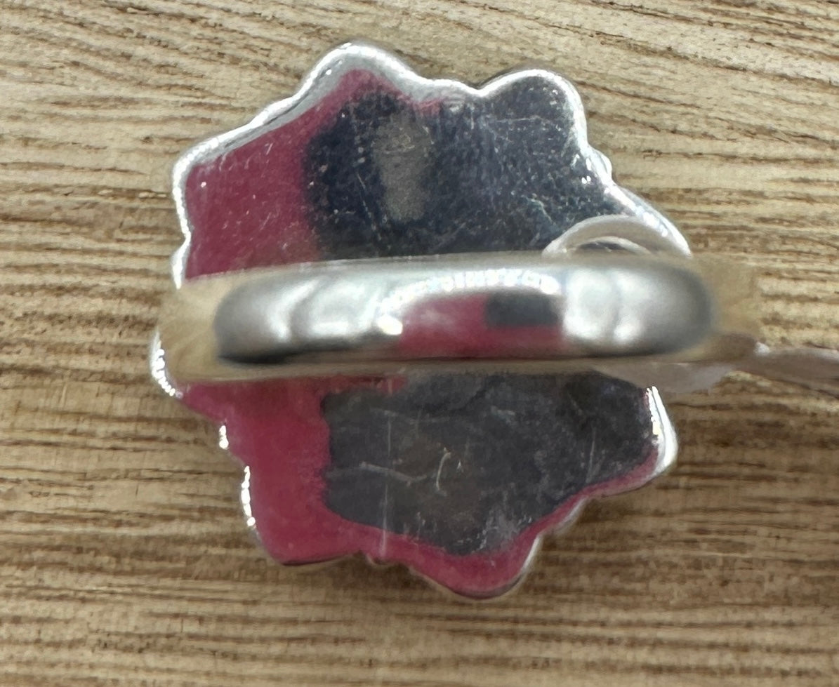 Red Rose Dahlia Turquoise adjustable Flower Ring