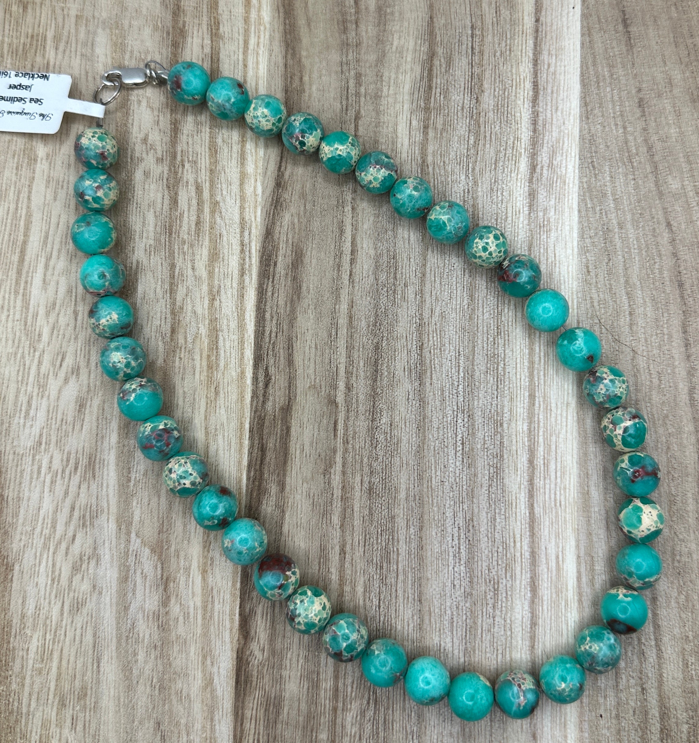 10mm Sea Sediment Jasper Necklace 16in