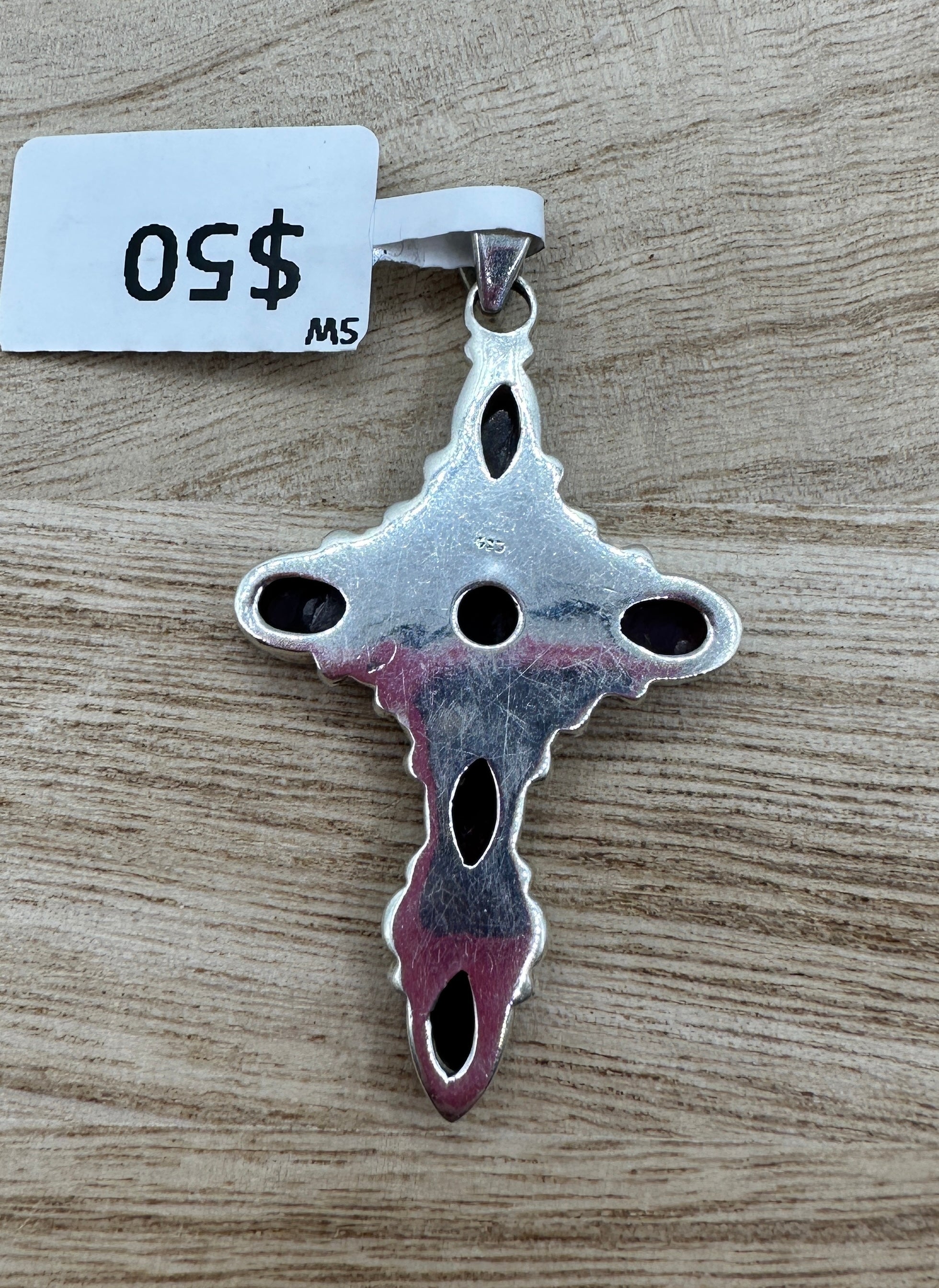 Garnet Cross Pendant