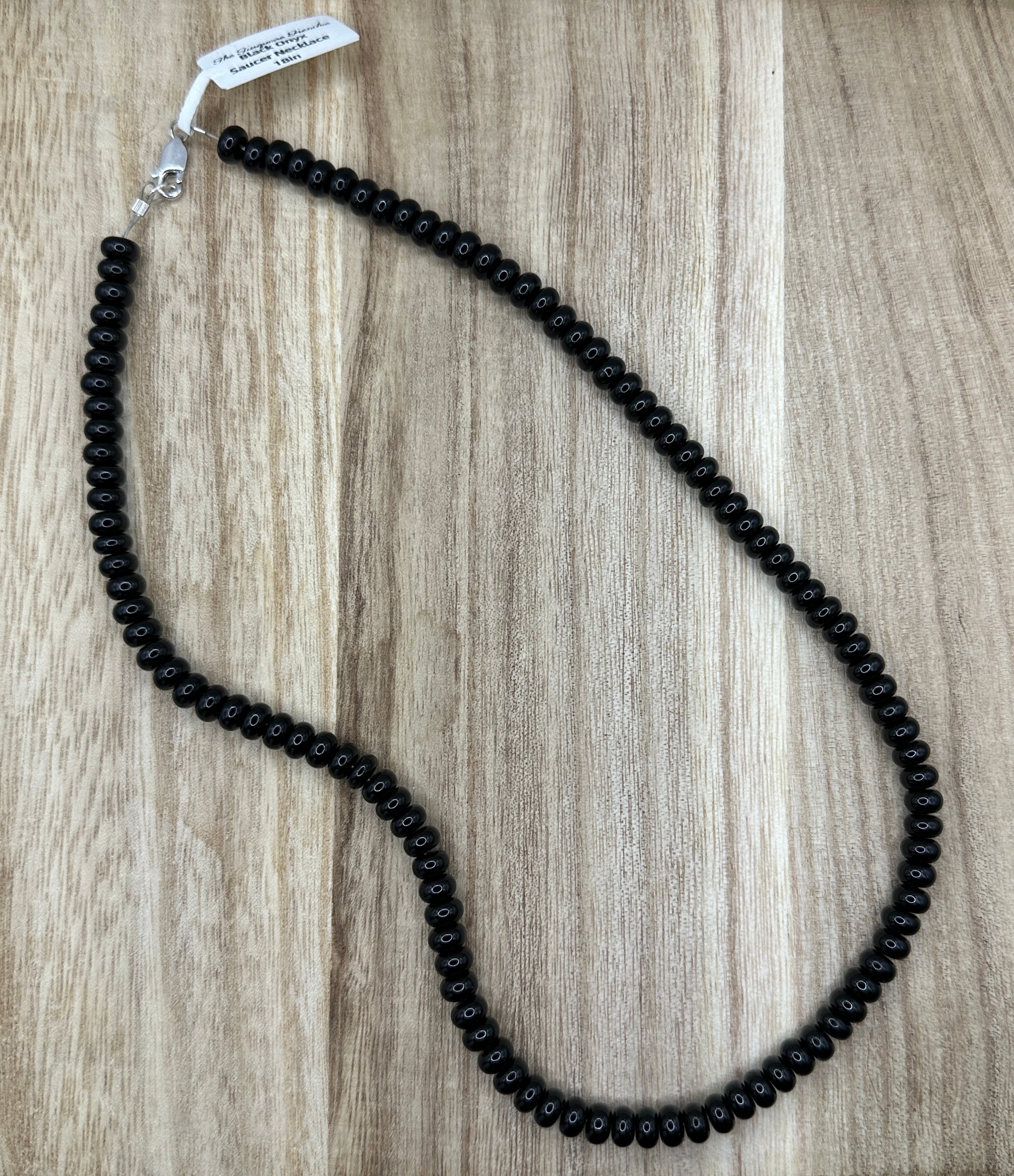 Black Onyx Saucer Necklace 18in