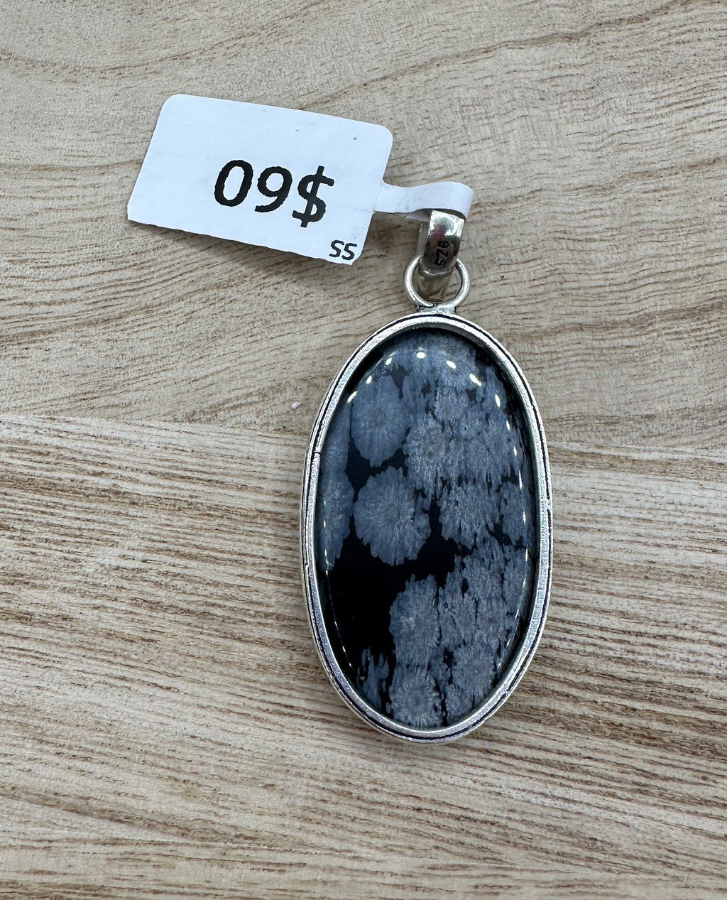 Snowflake Obsidian Oval Pendant