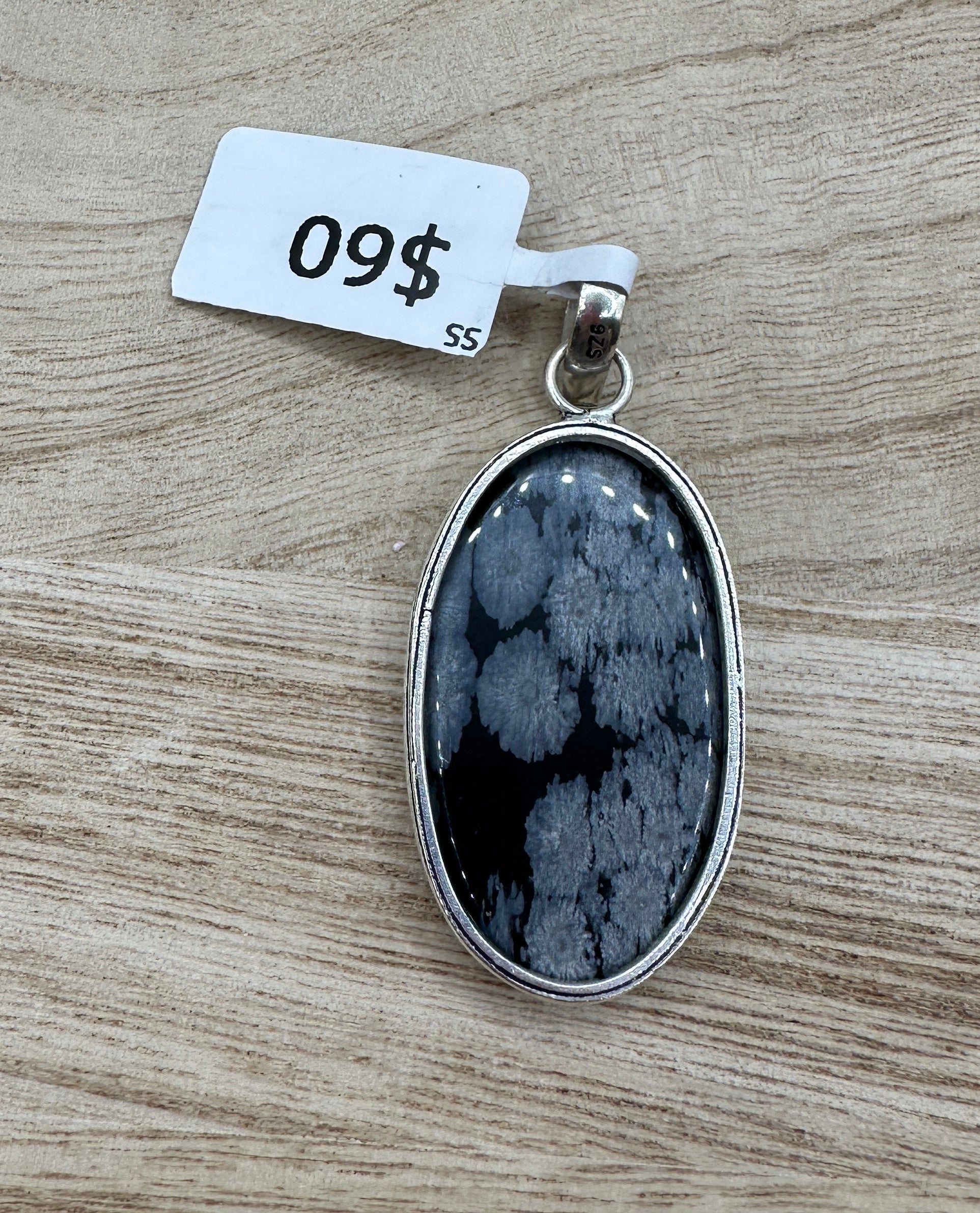 Snowflake Obsidian Oval Pendant