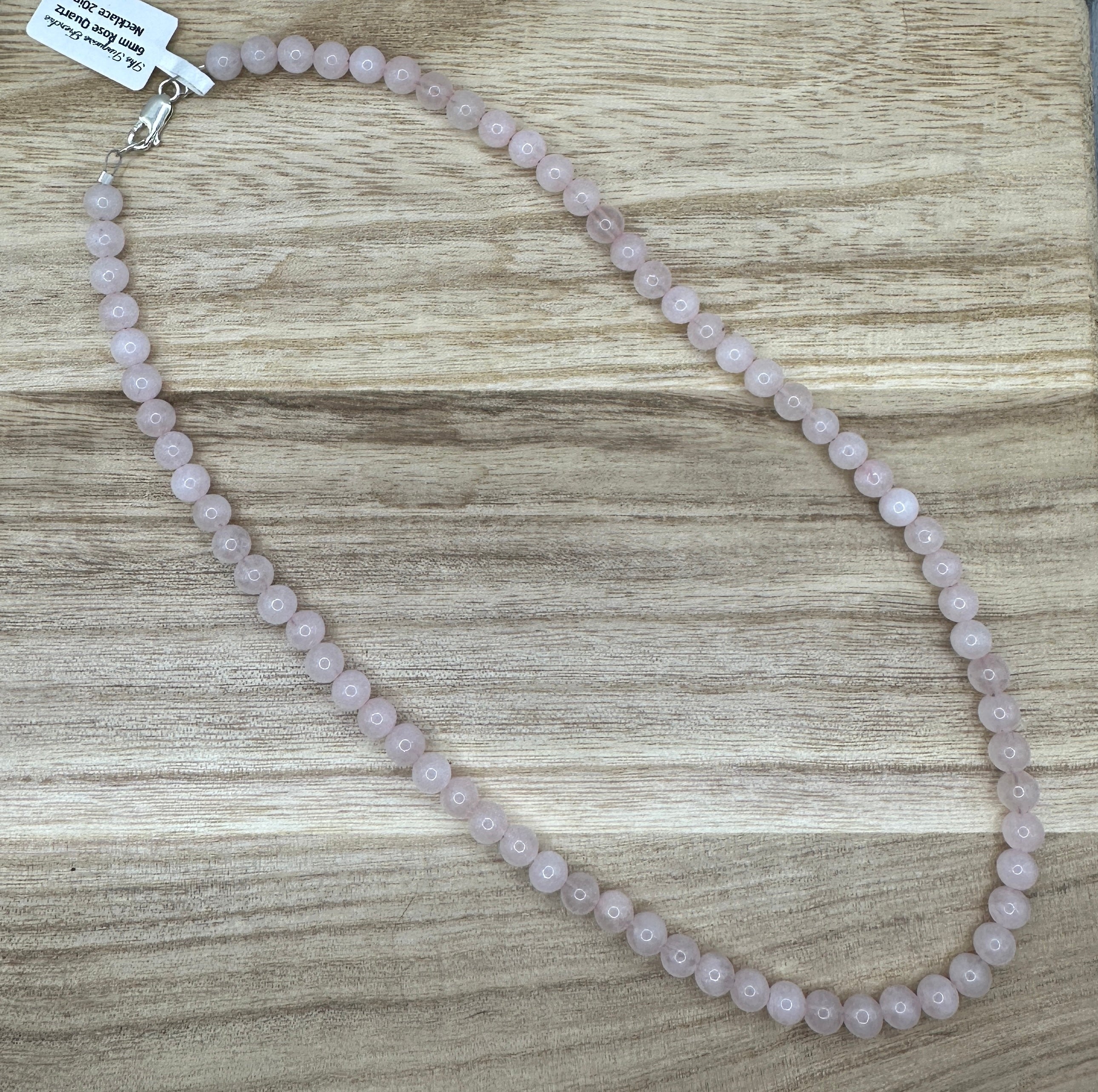 6mm Rose Quartz Necklace 20in