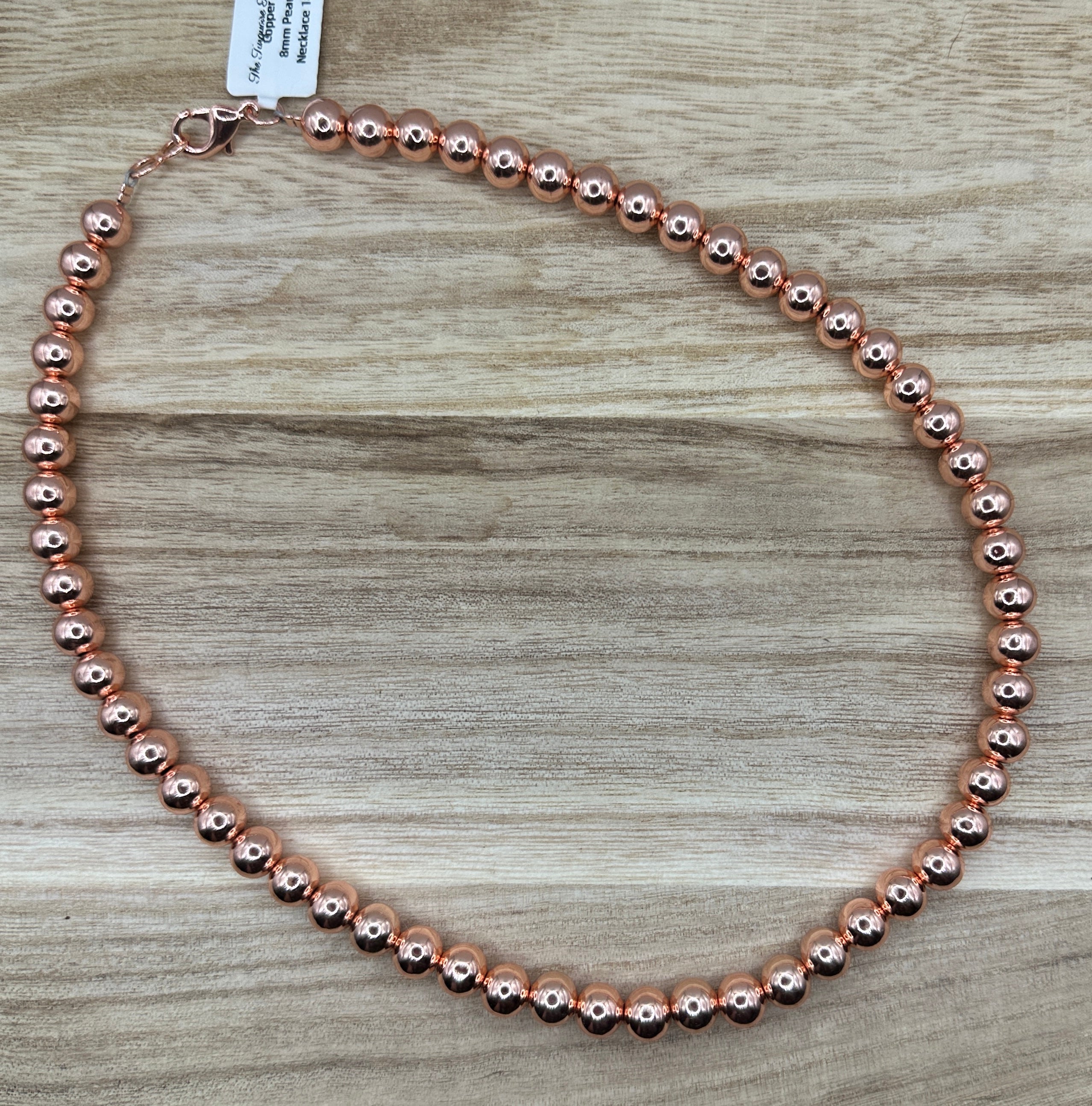 8mm Copper Pearls Necklace 18in