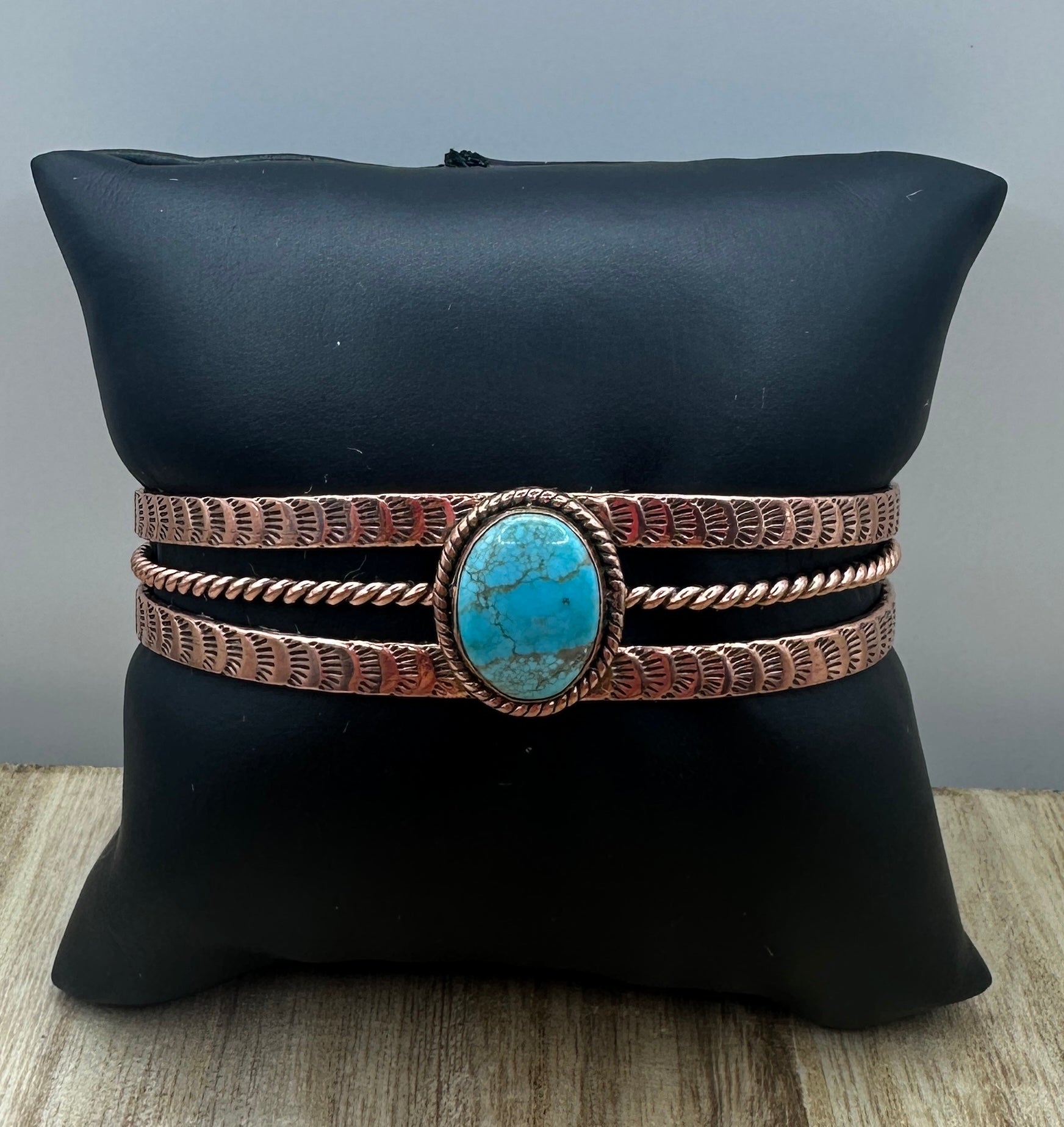 Copper and Number 8 Turquoise Cuff