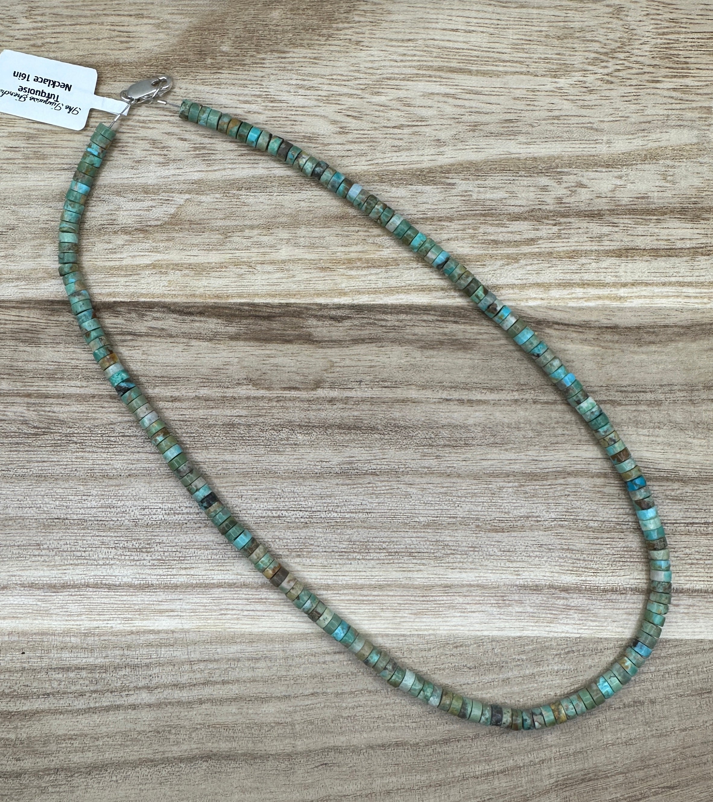 4.5mm Heishi Turquoise Necklace 16in