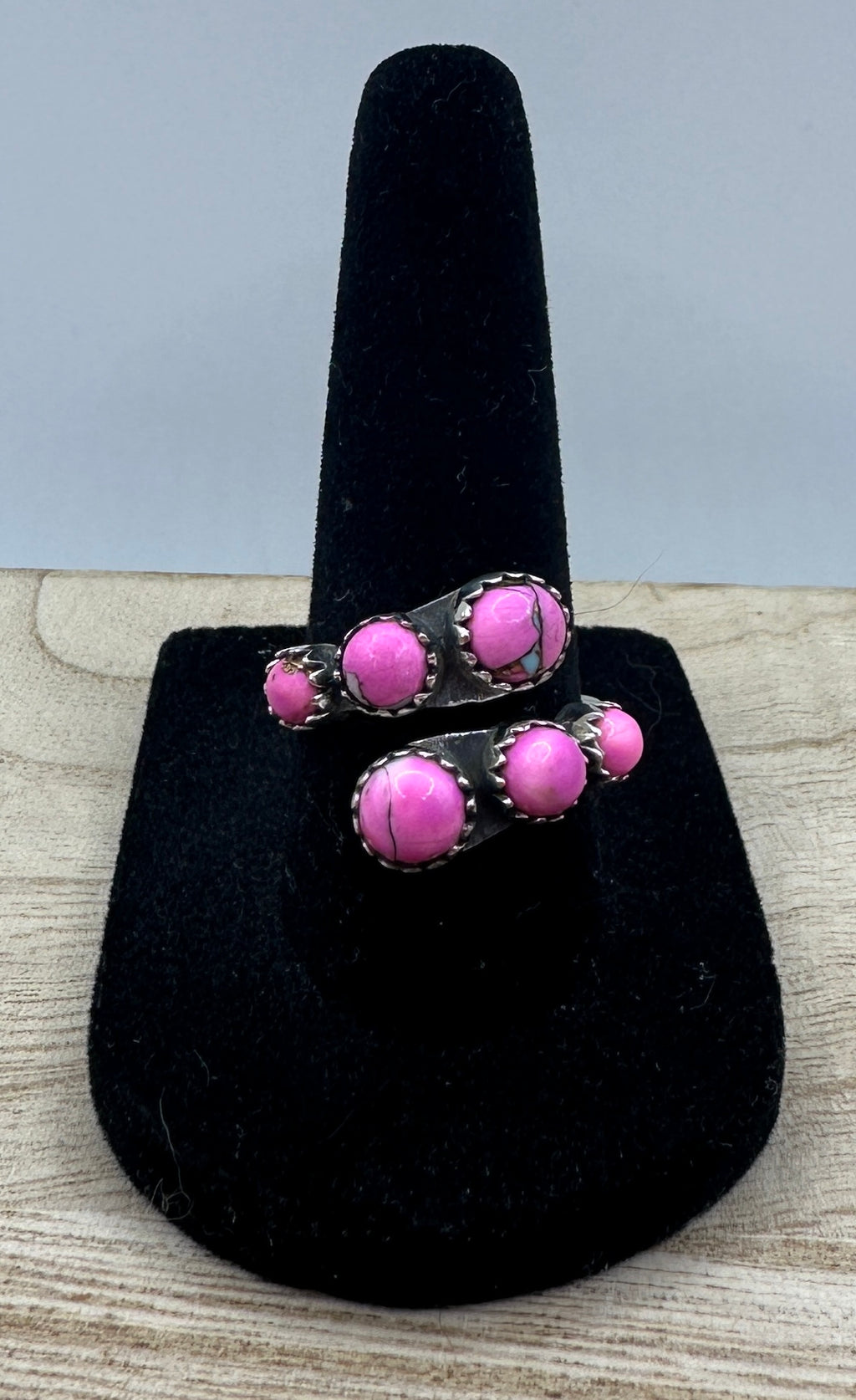 Cotton Candy Dahlia Turquoise Adjustable Ring