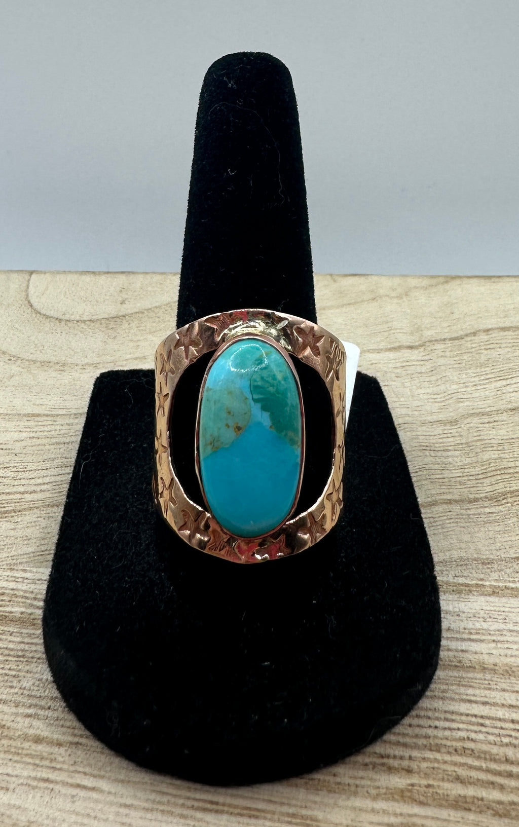 Kingman Turquoise Copper Ring Size 10