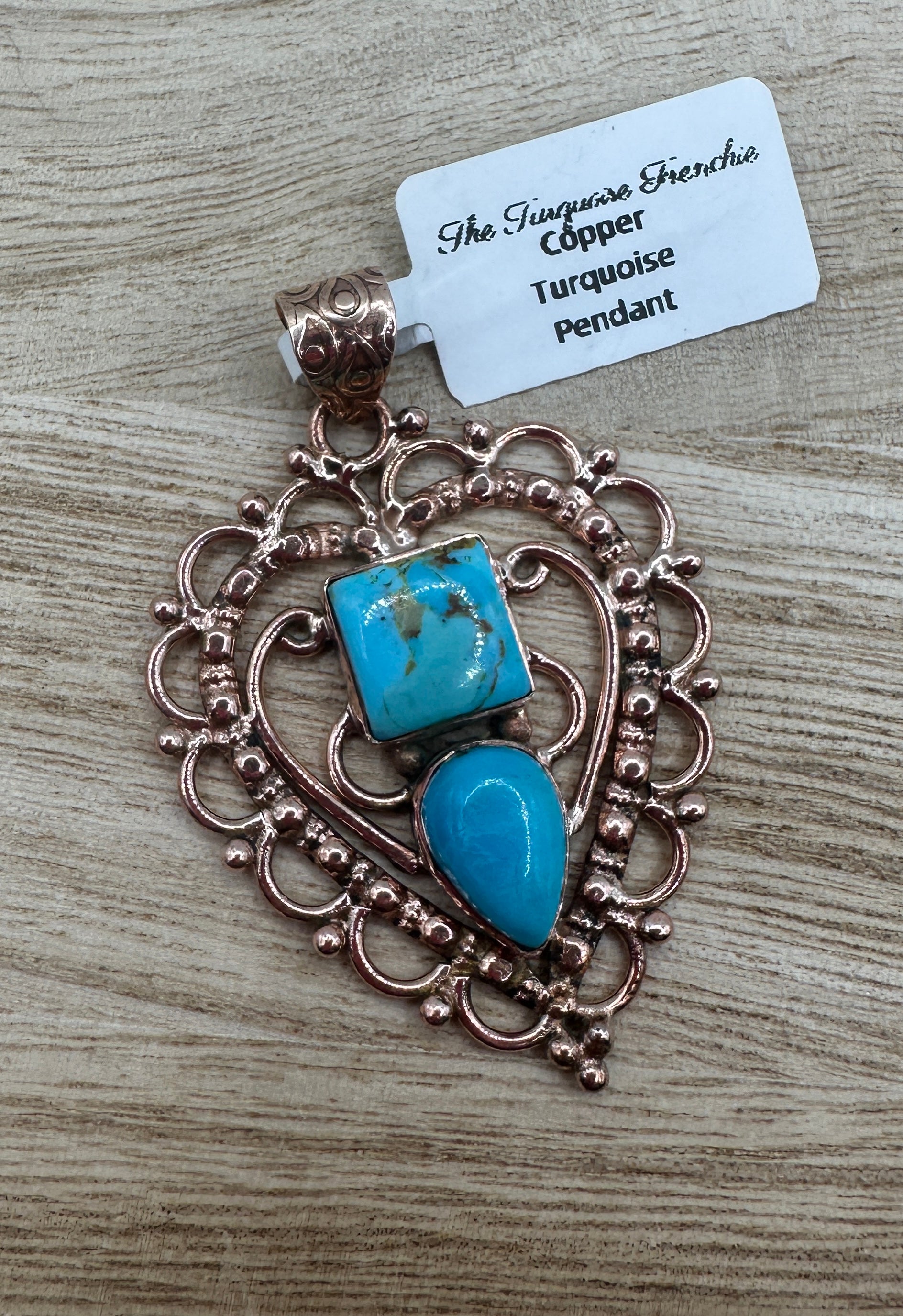 Copper Turquoise Heart Pendant