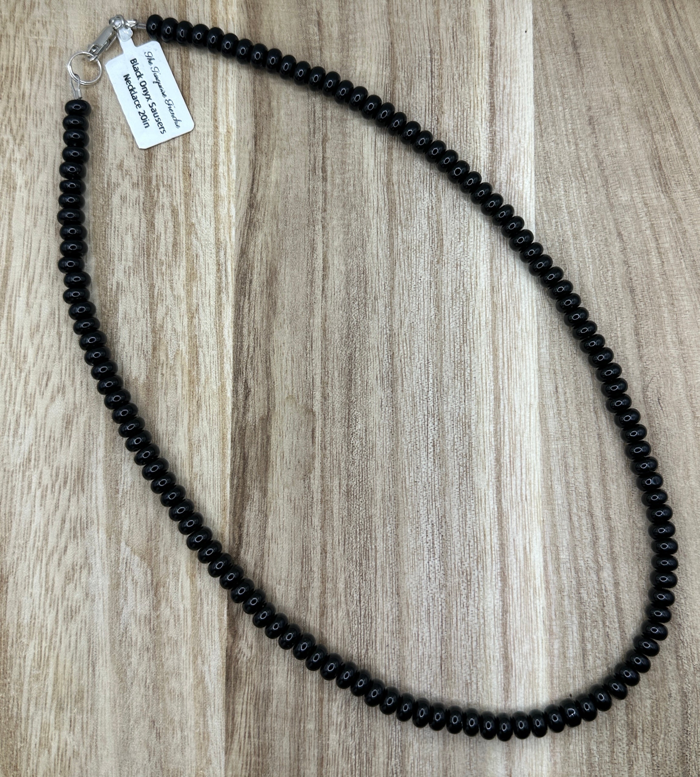 Black Onyx Sauser Necklace 20in