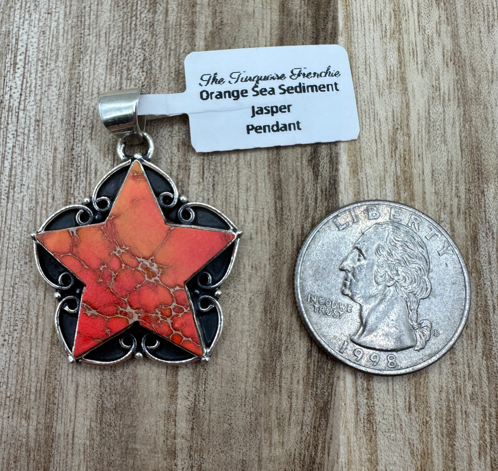 Orange Sea Sediment Jasper Star Pendant