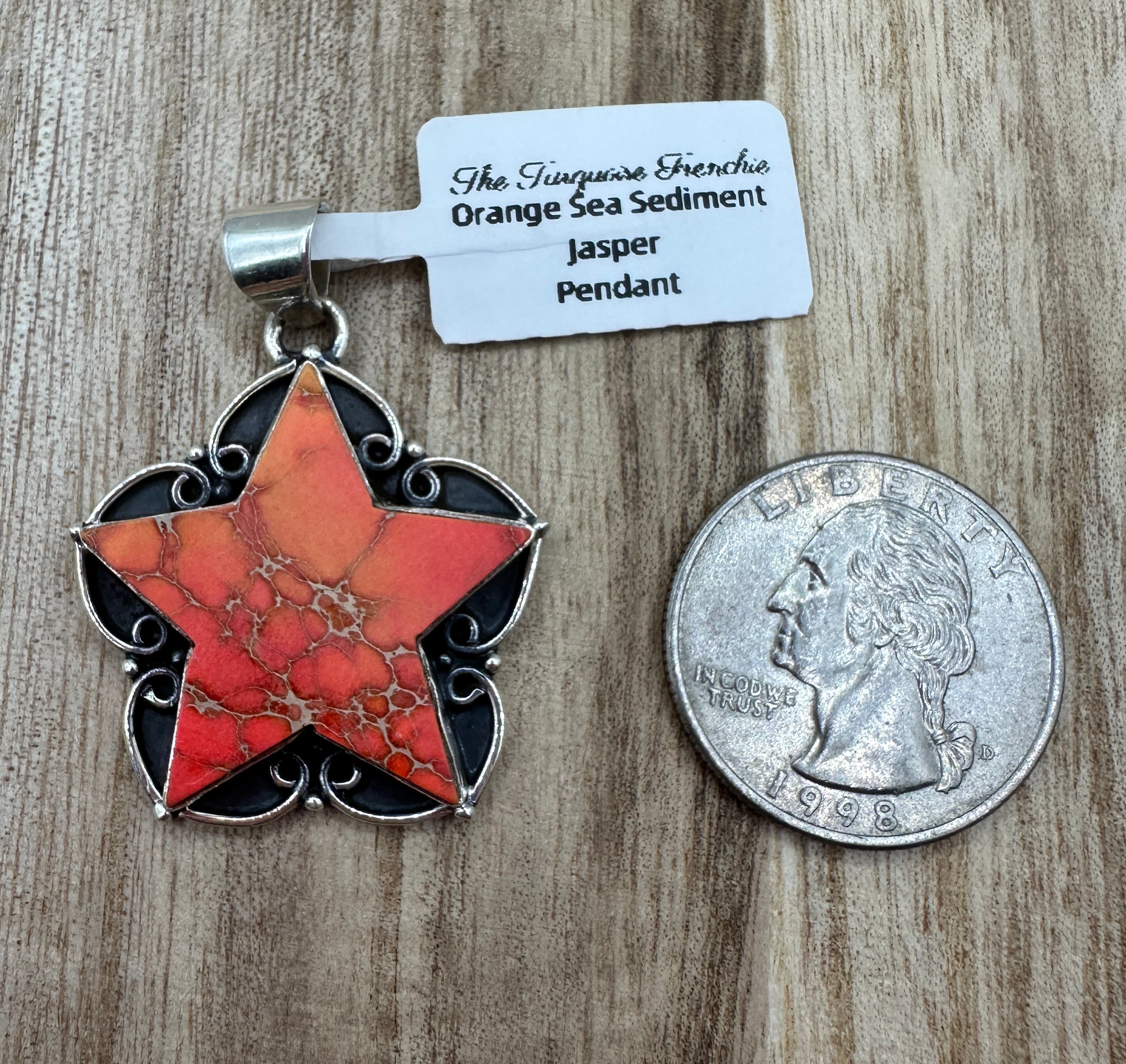 Orange Sea Sediment Jasper Star Pendant
