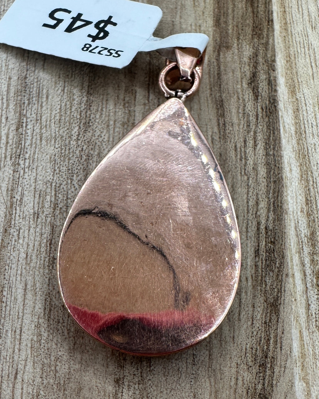 Red Rose Dahlia Turquoise and Copper Pendant