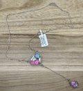Cotton Candy Dahlia Turquoise Lariat Necklace 18in