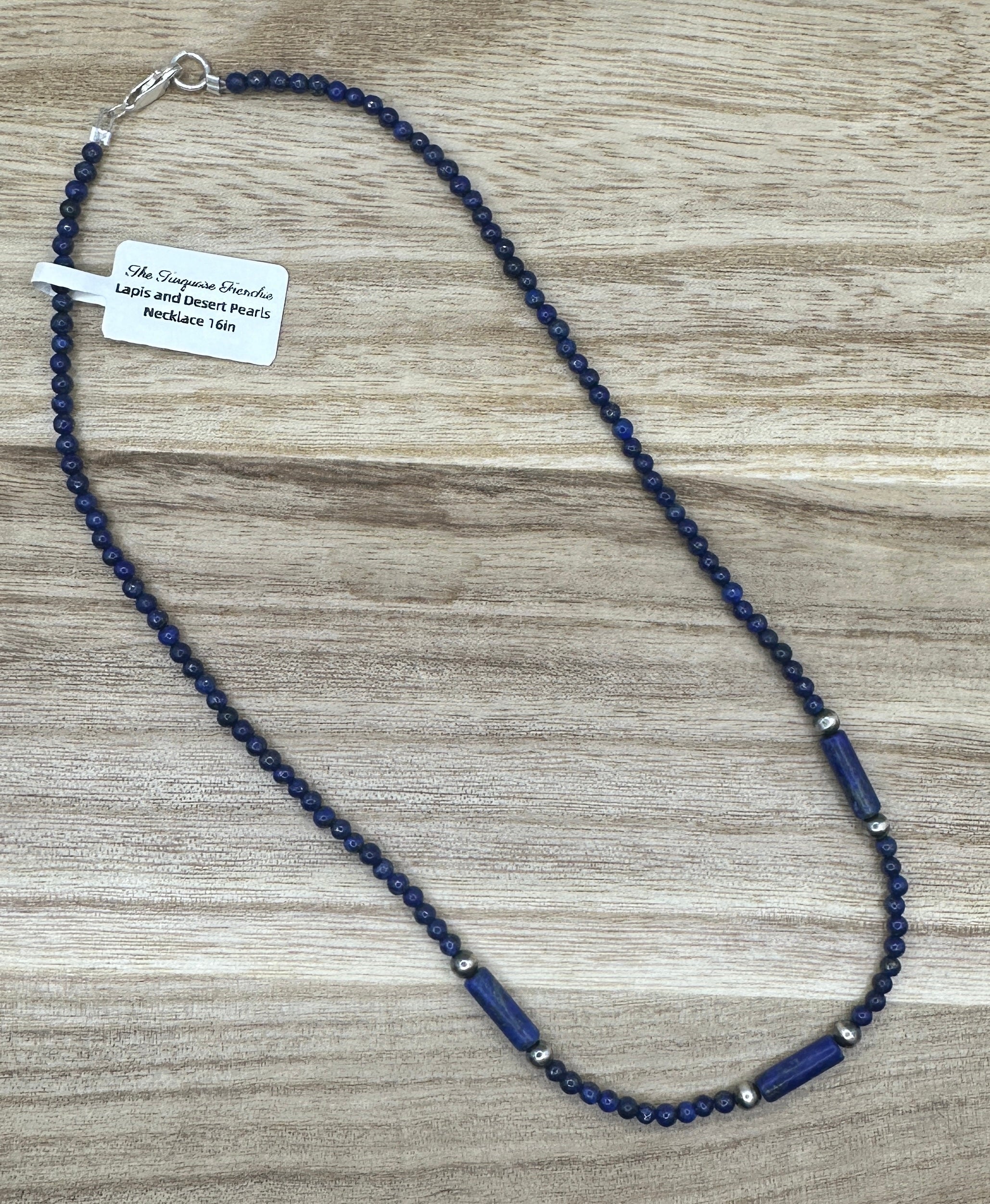 Lapis Lazuli and Desert Pearls Necklace 16in