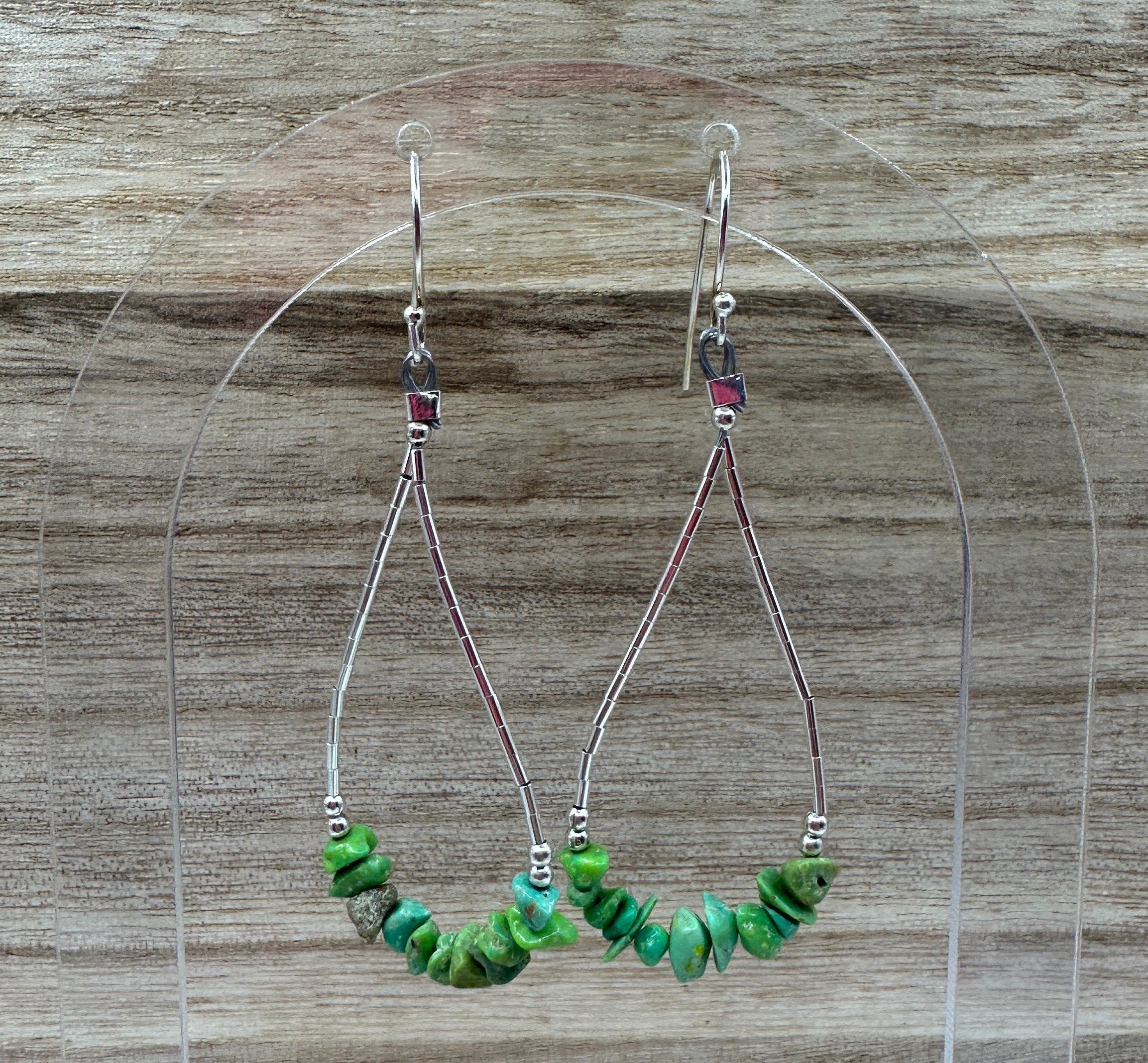 Green Turquoise Chips Tear Drop Dangles