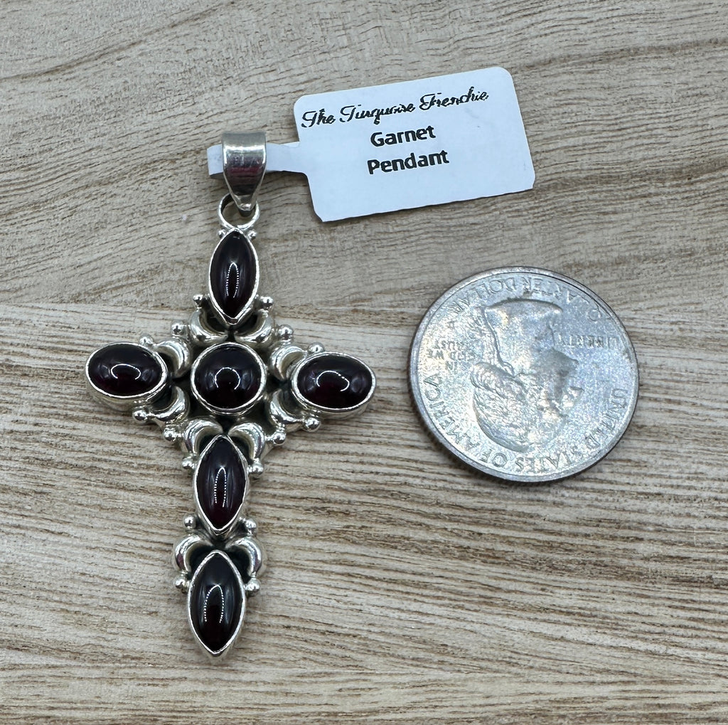 Garnet Cross Pendant
