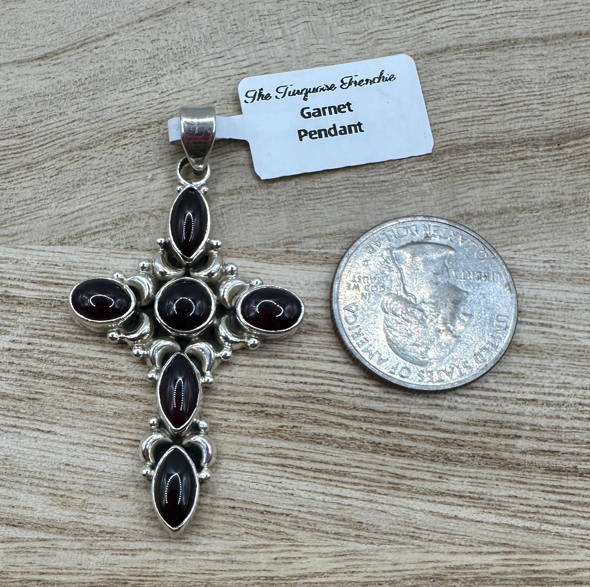 Garnet Cross Pendant