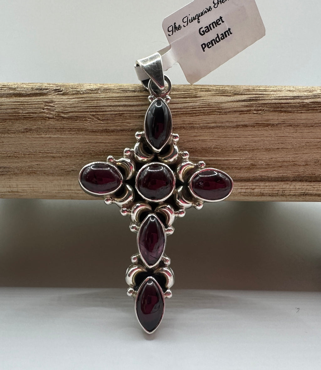 Garnet Cross Pendant