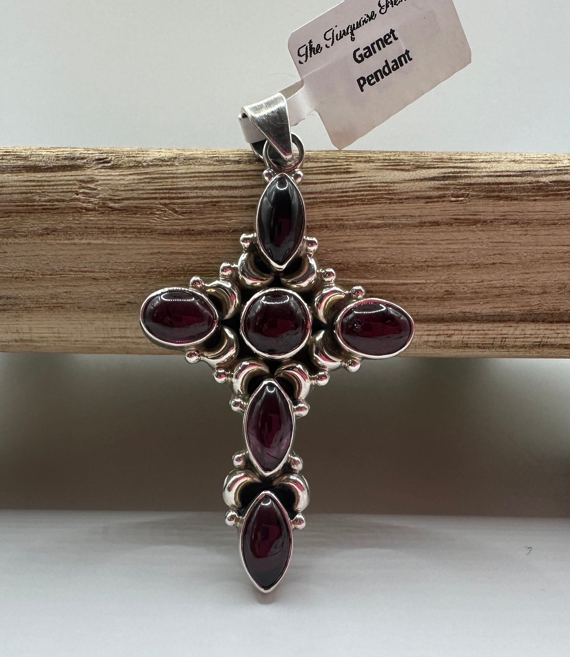 Garnet Cross Pendant