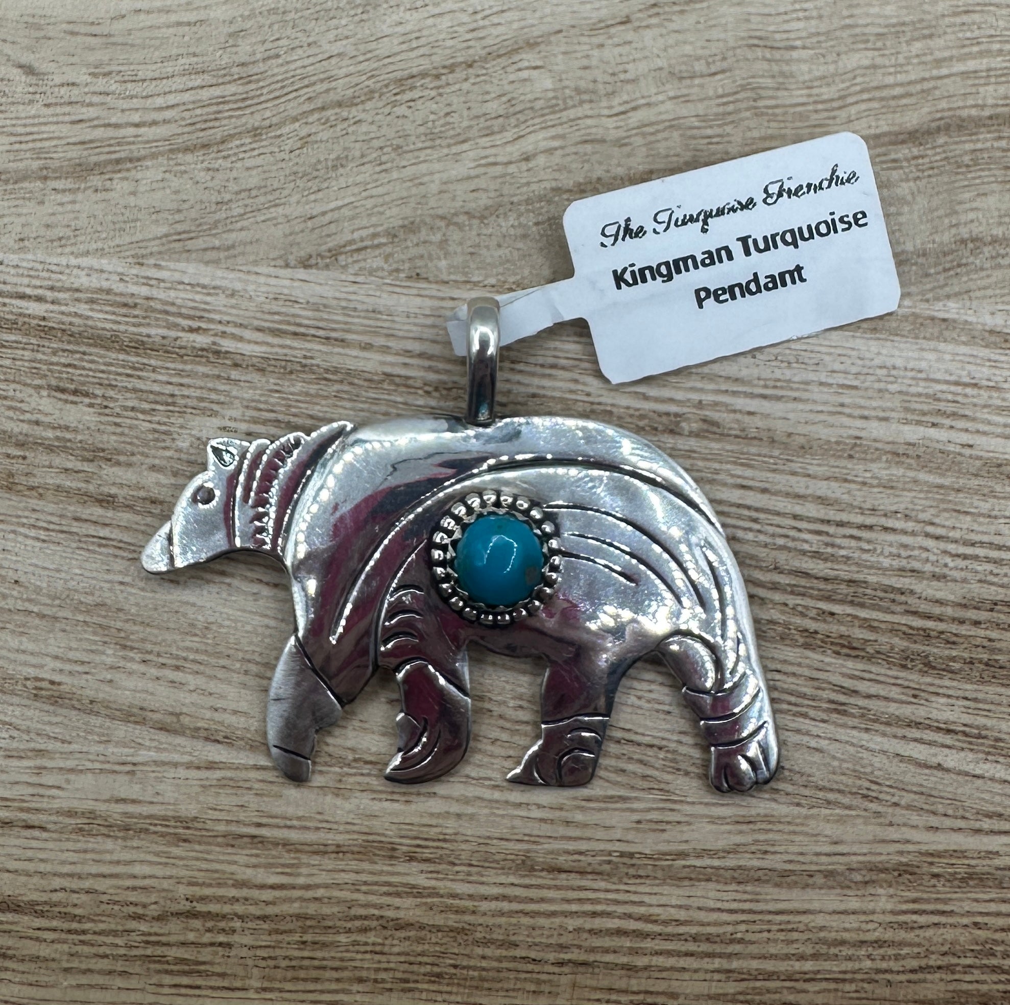 Kingman Turquoise Bear Pendant