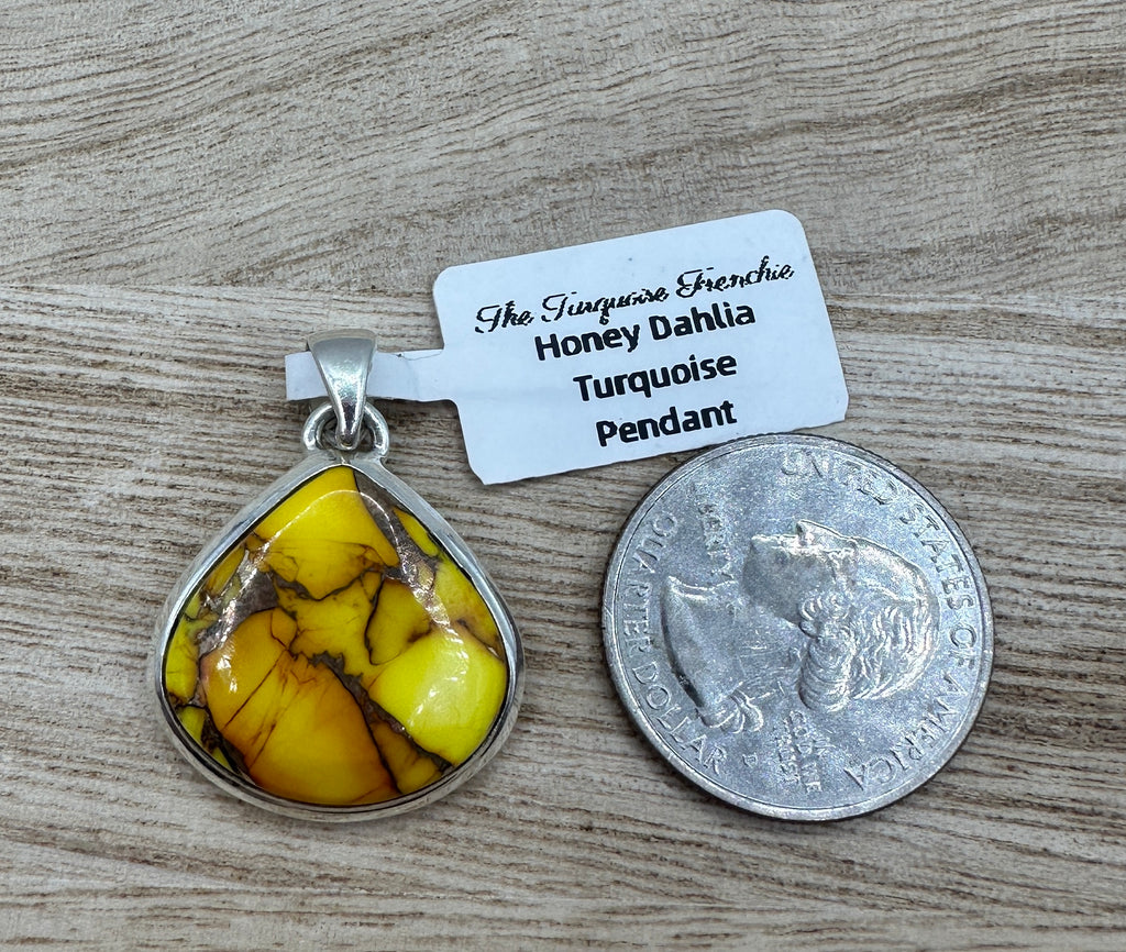 Honey Dahlia Turquoise Pendant