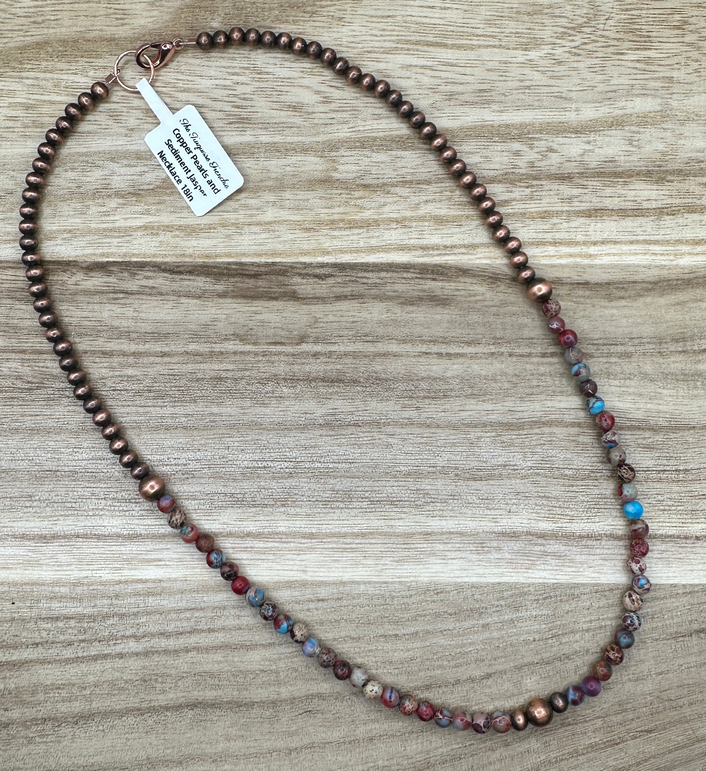 Copper Pearls and Sea Sediment Jasper Necklace 18in