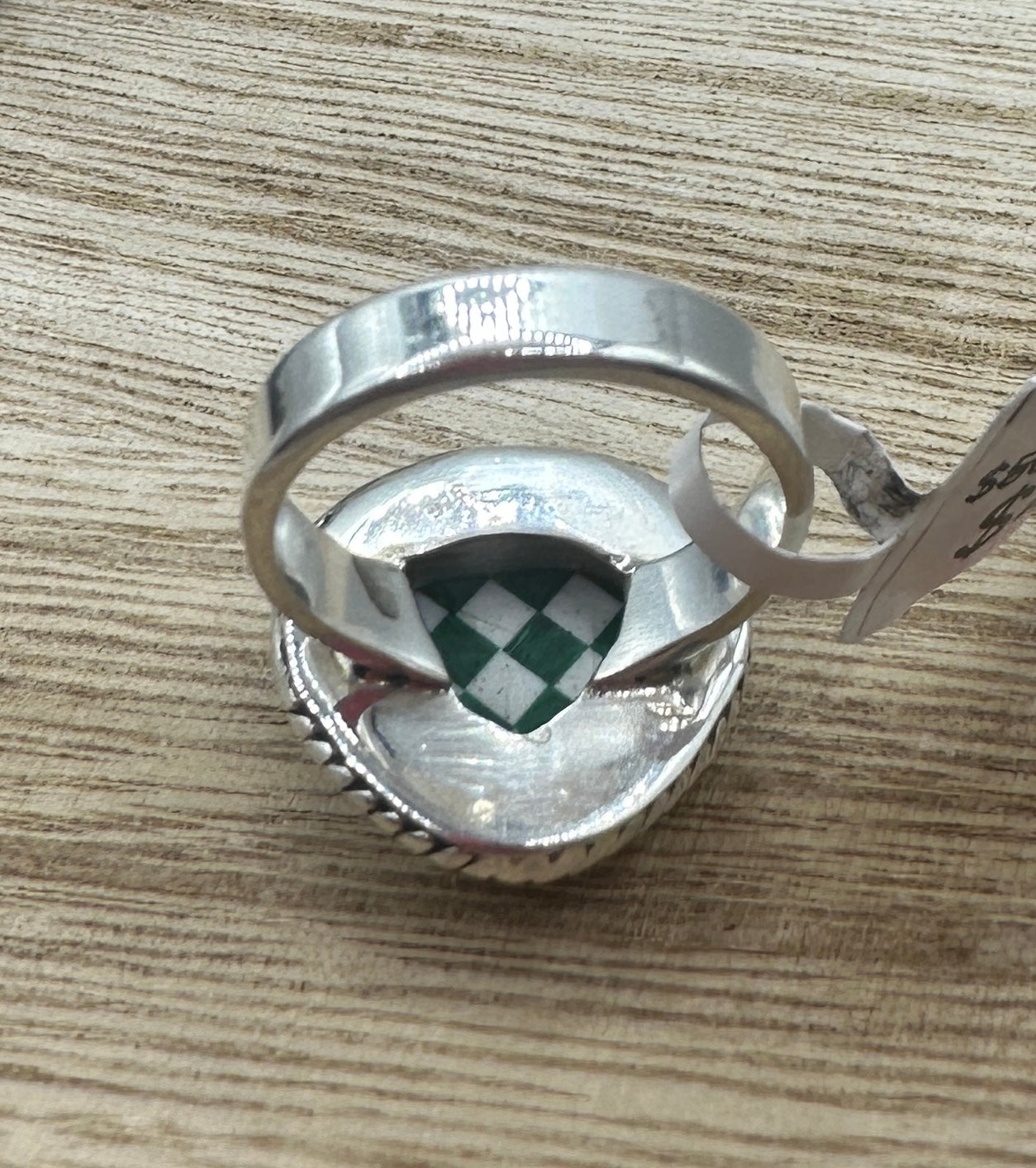 Malachite Checkerboard Ring Size 5.5
