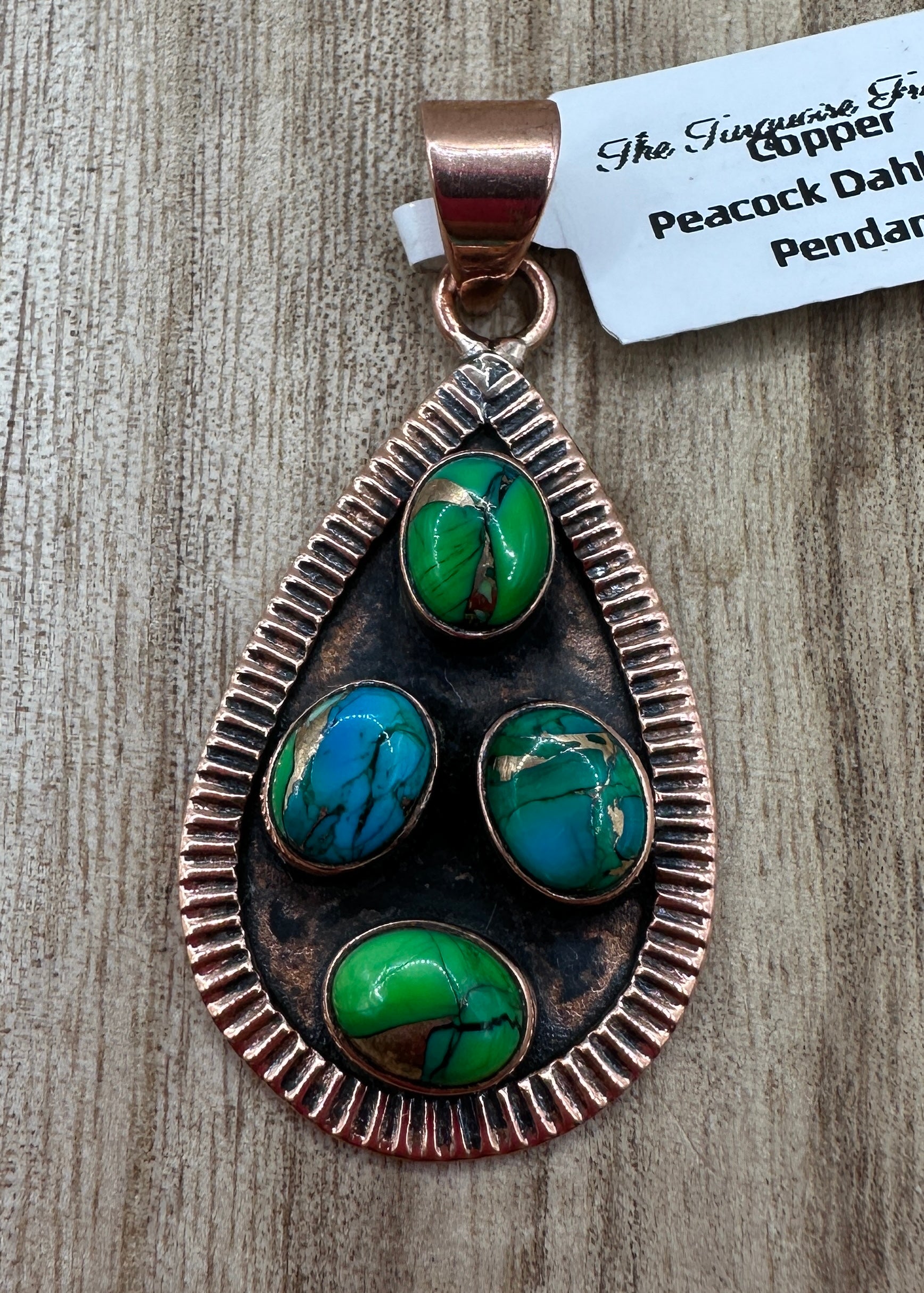 Peacock Dahlia Turquoise and Copper Turquoise