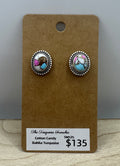 Cotton Candy Dahlia Turquoise Studs