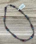 Sea Sediment Jasper and Desert Pearls Necklace 16in