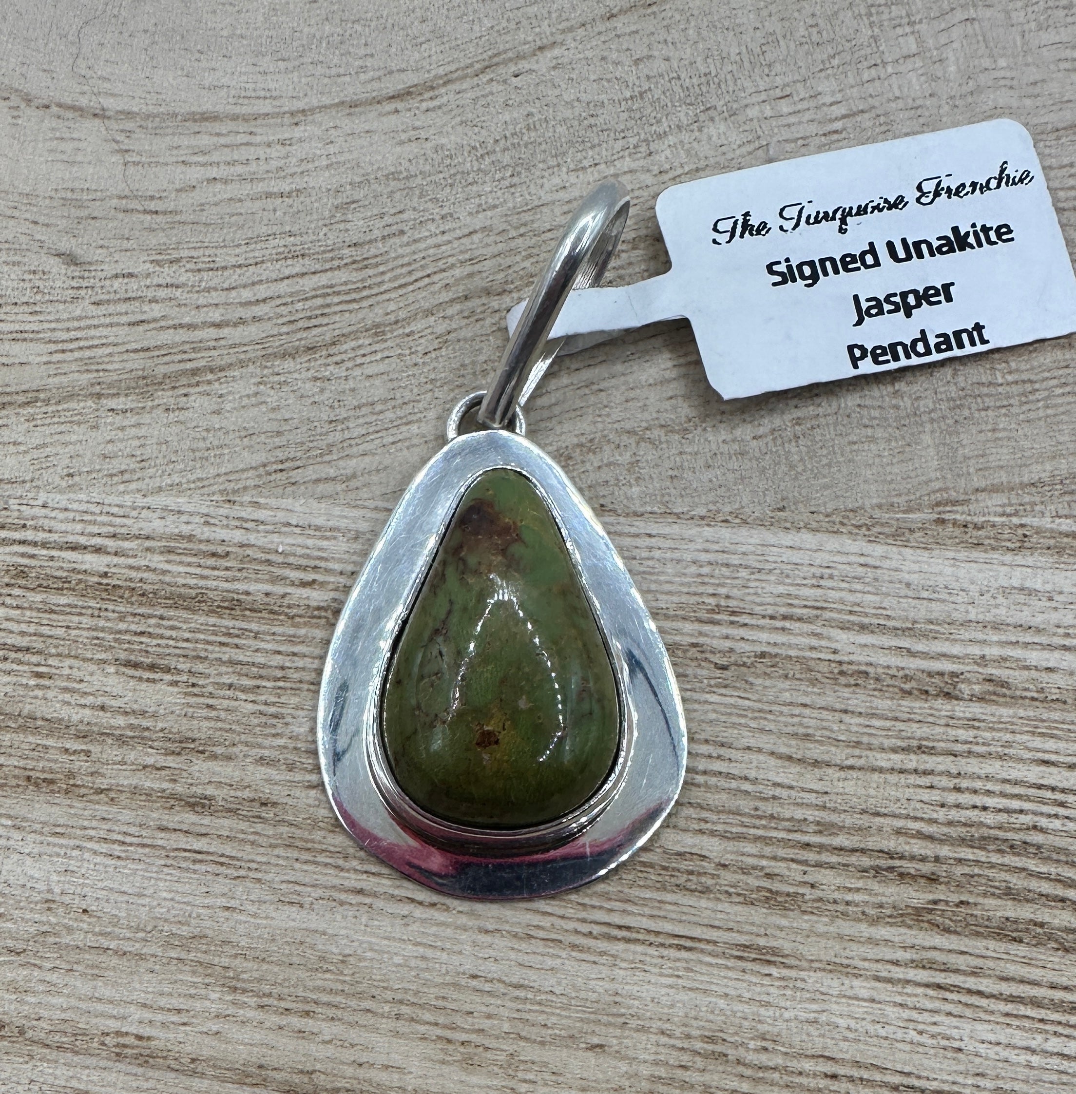 Signed Unakite Jasper Pendant