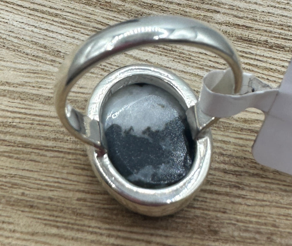 Zebra Jasper Oval Ring Size 7