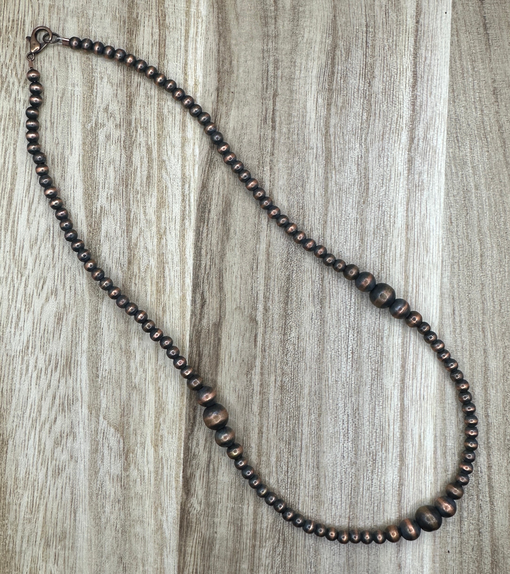 Graduated Copper Pearl Necklace 16in