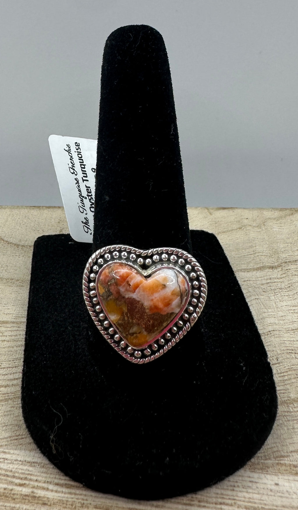 Spiny Oyster Turquoise Heart Ring Size 9