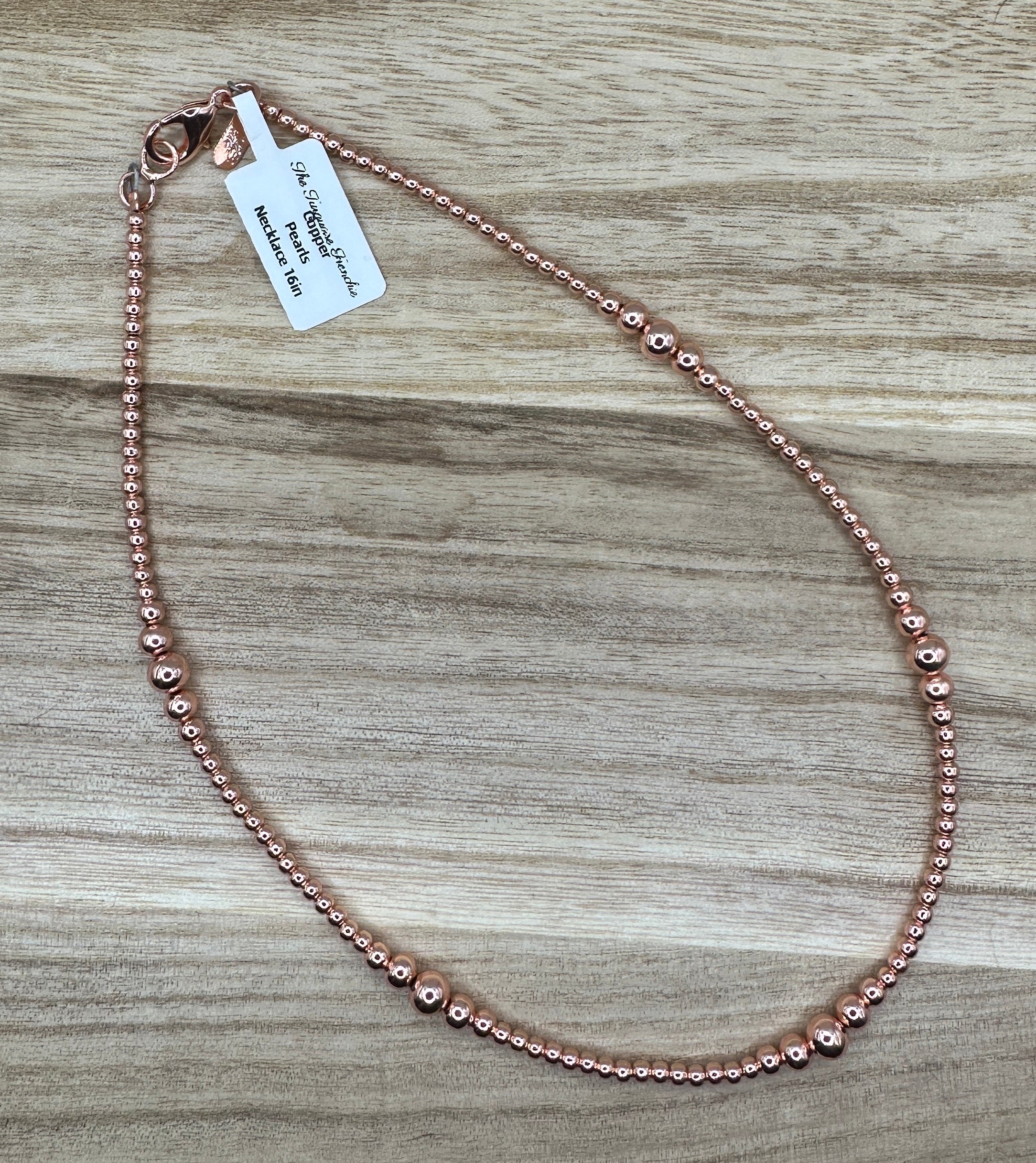 Graduated Copper Peals Necklace 16in