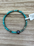 Sea Sediment Jasper and Freshwater Pearl Stretch Bracelet