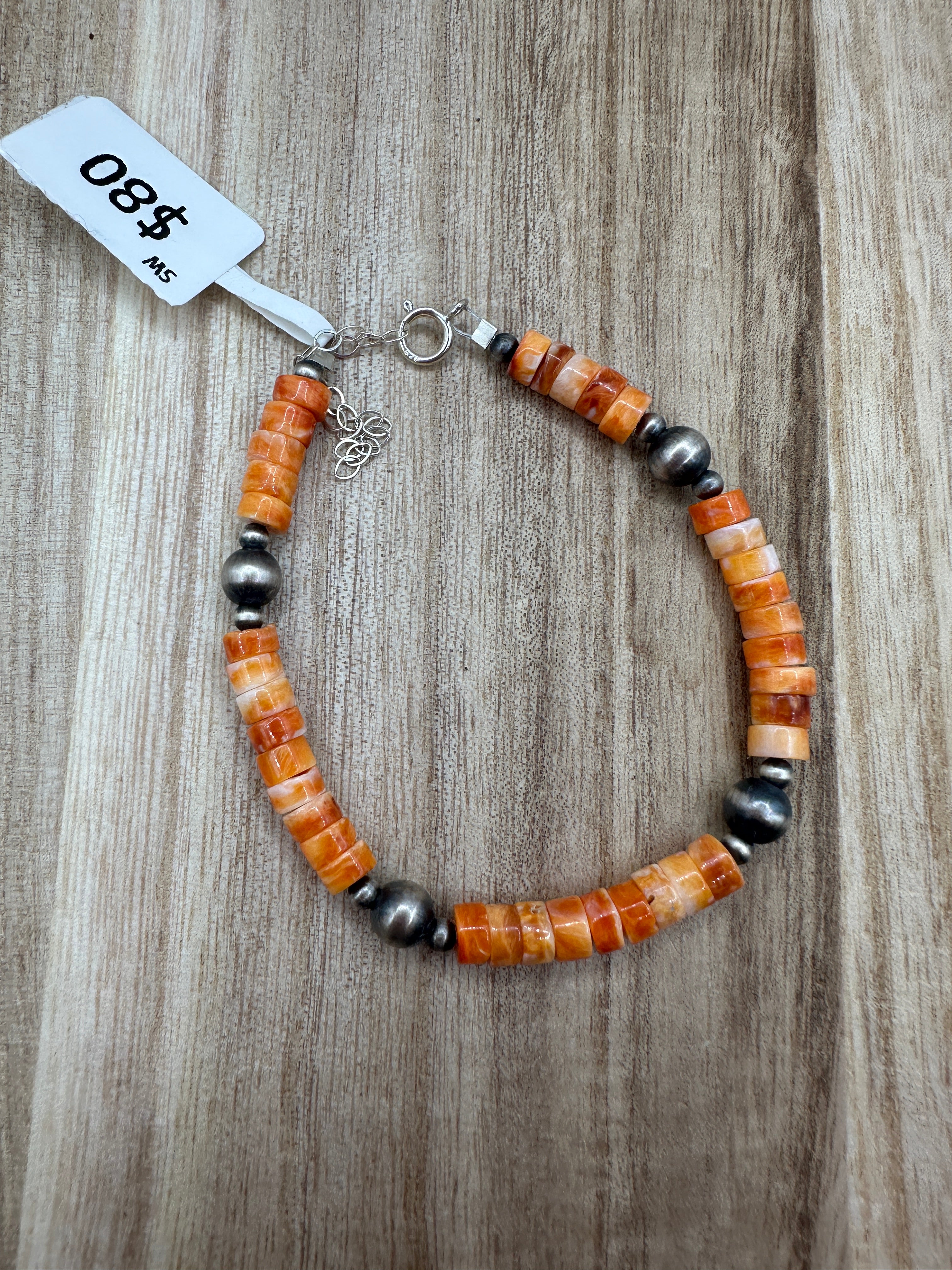 Spiny Oyster and Desert Pearls Bracelet 6-8in