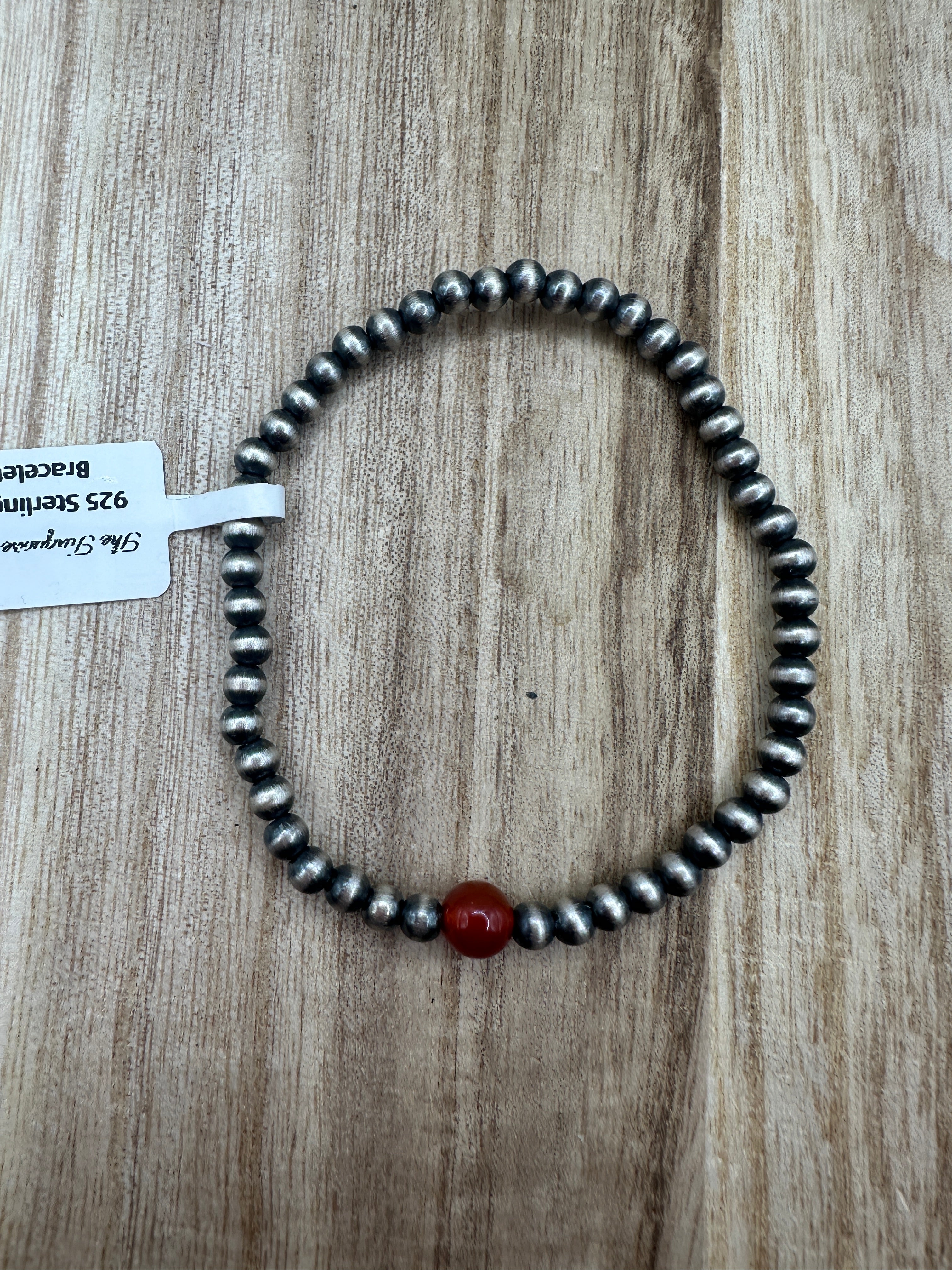 Carnelian and Desert Pearl Stretch Bracelet