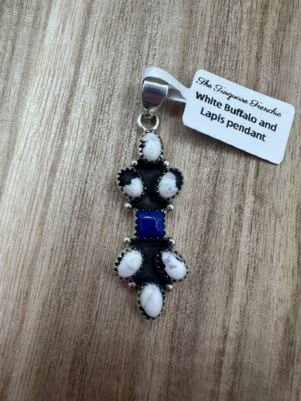 White Buffalo and Lapis Pendant