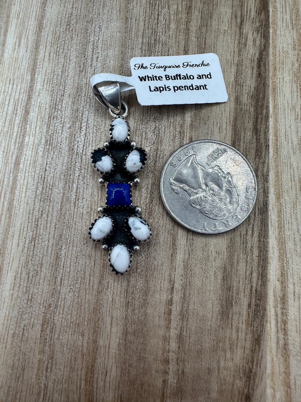 White Buffalo and Lapis Pendant