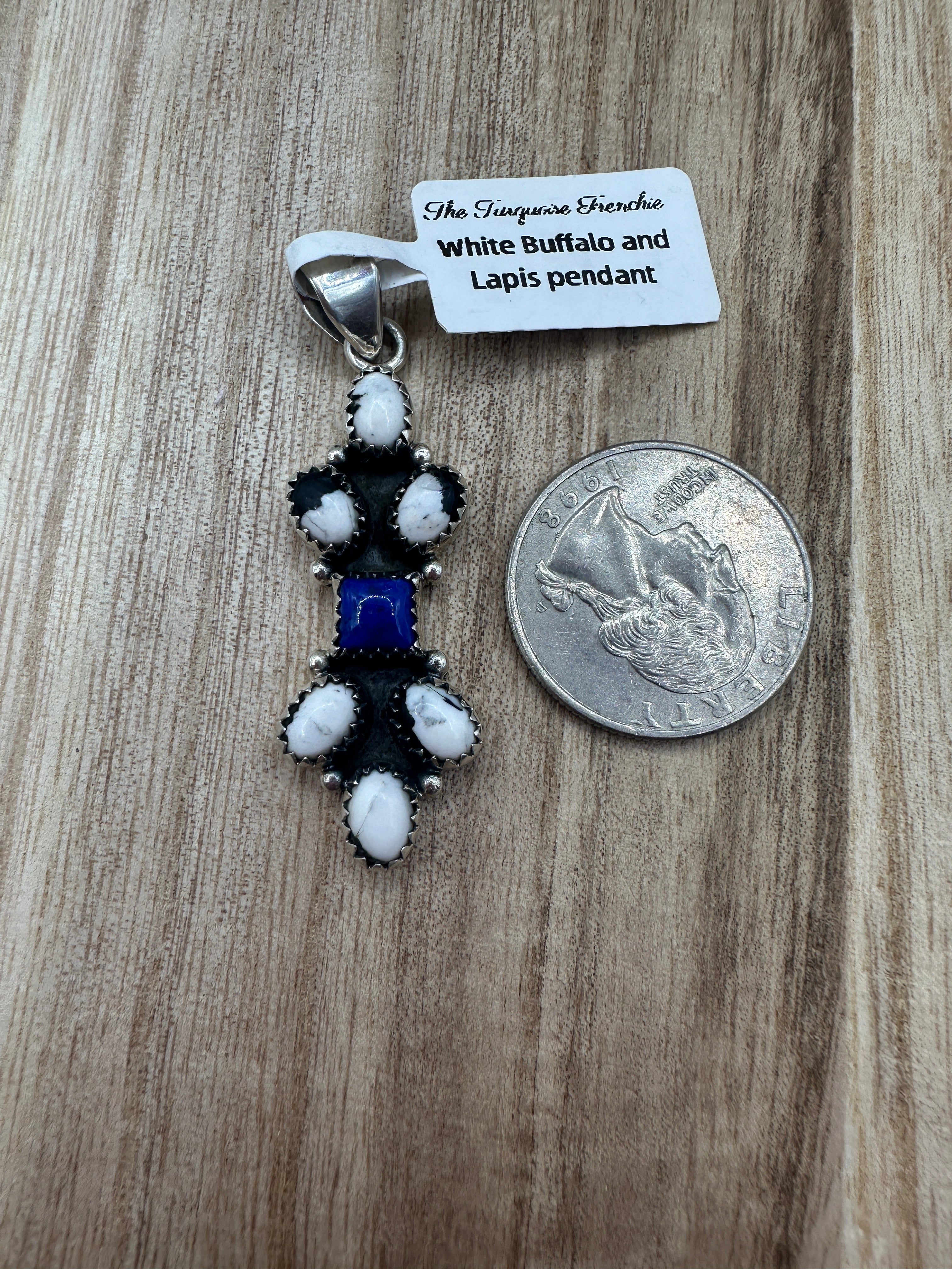White Buffalo and Lapis Pendant