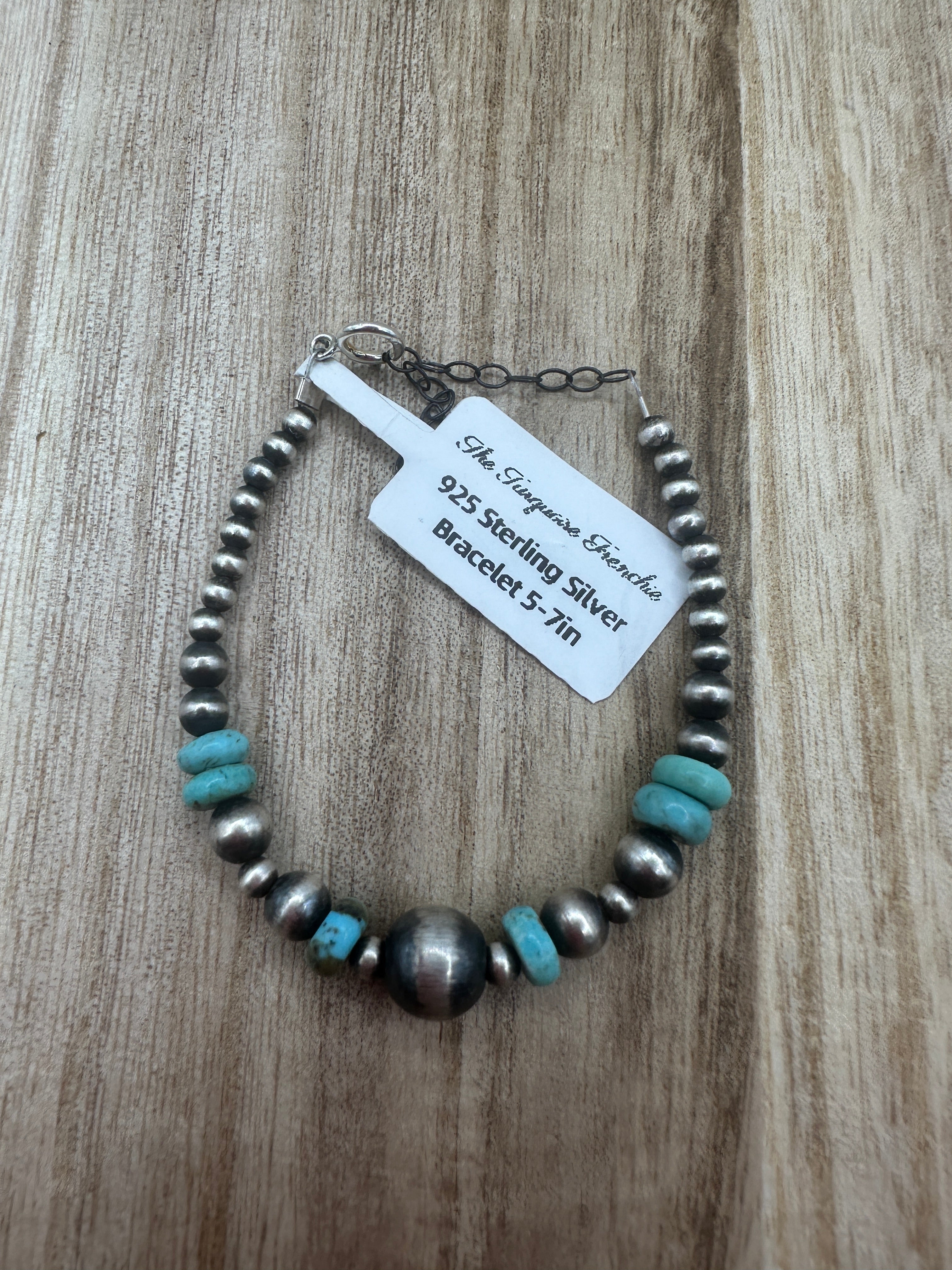 Kingman Turquoise and Desert Pearl adjustable Bracelet